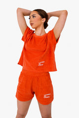 Women's Terry Towel Oversized T-Shirt – Organic Comfort - Paprika