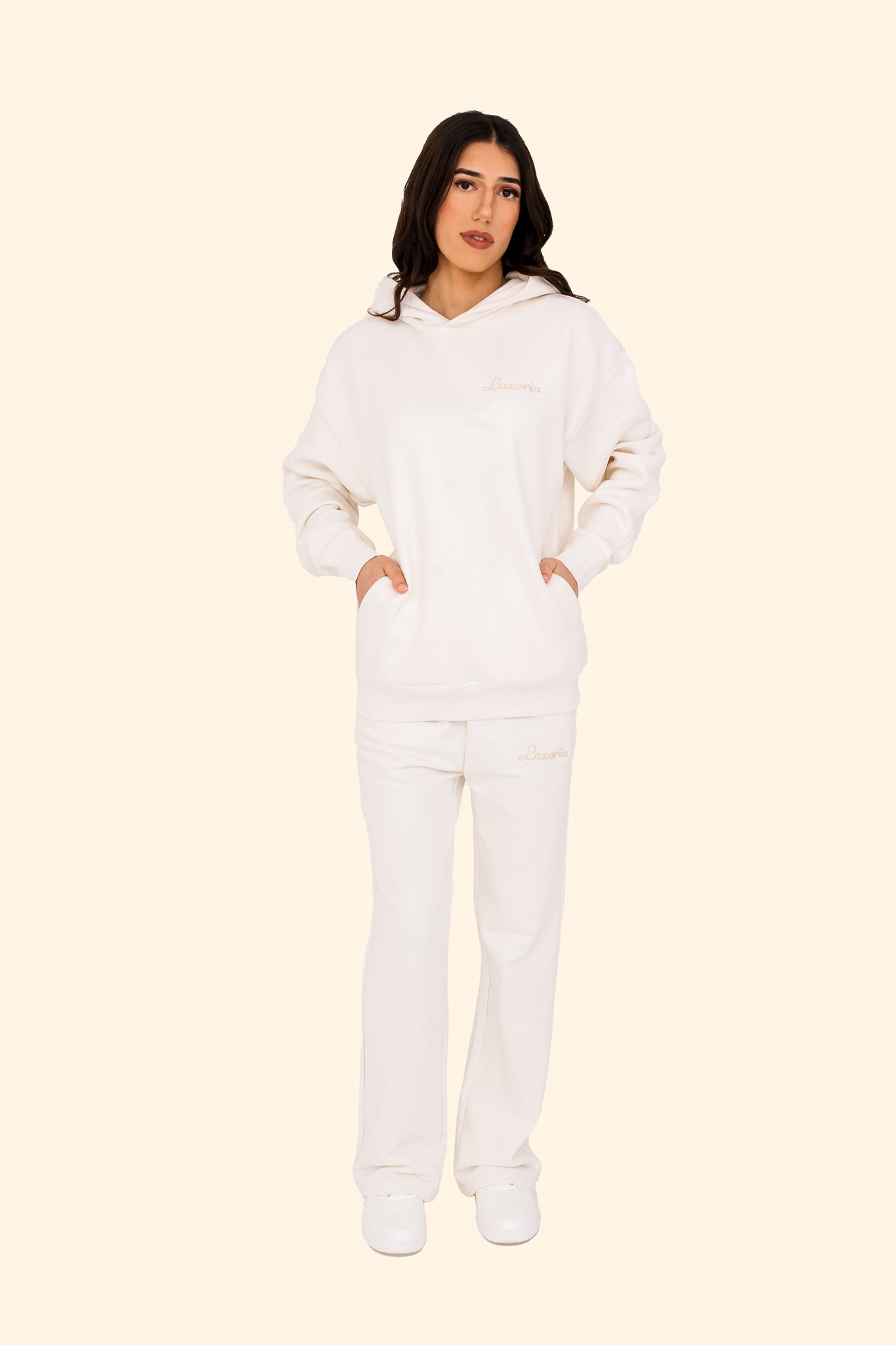 Women's French Terry Loose Jogging Trousers – Relaxed Fit, Sustainably Made - Ivory