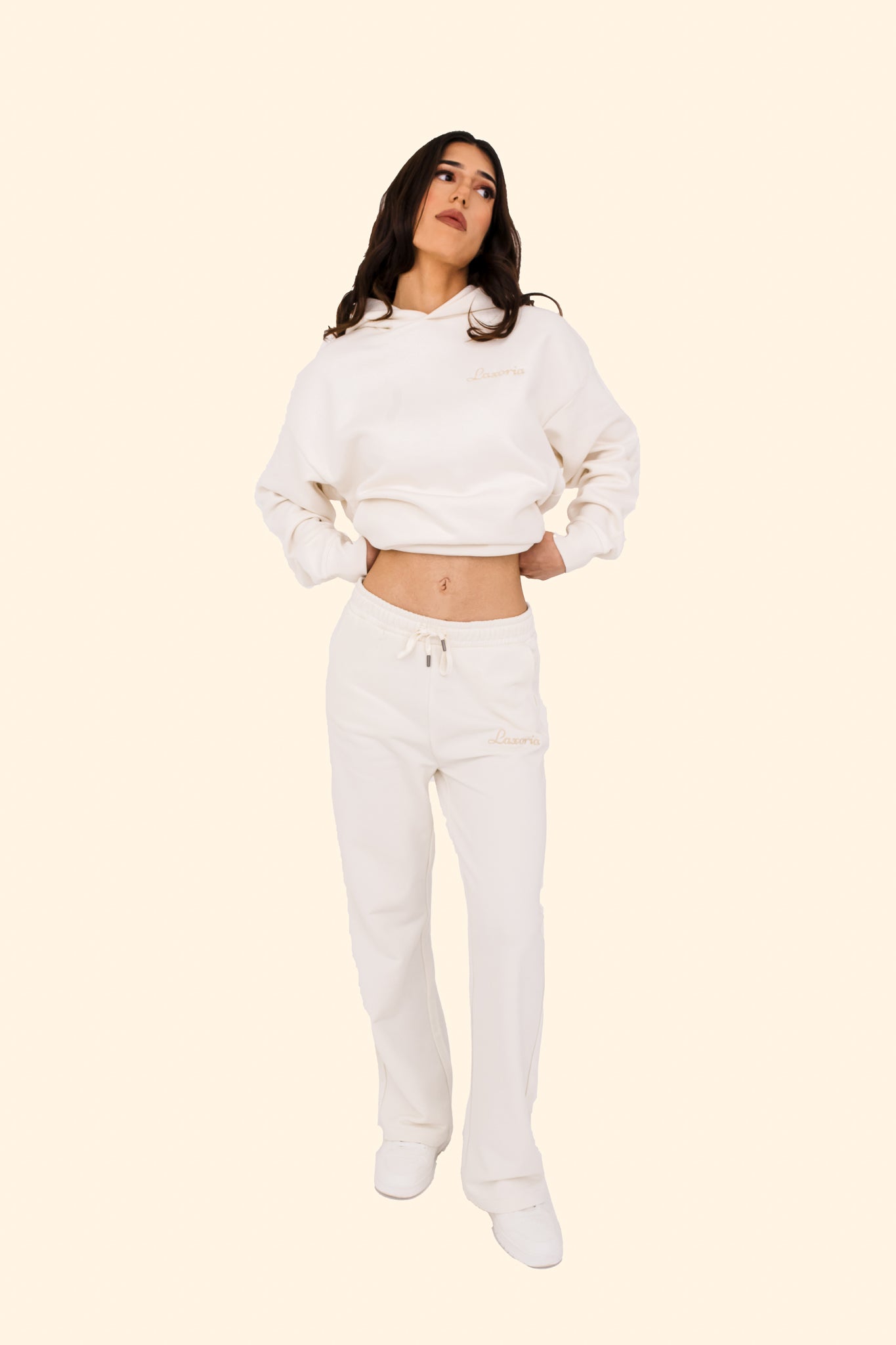 Women's French Terry Loose Jogging Trousers – Relaxed Fit, Sustainably Made - Ivory