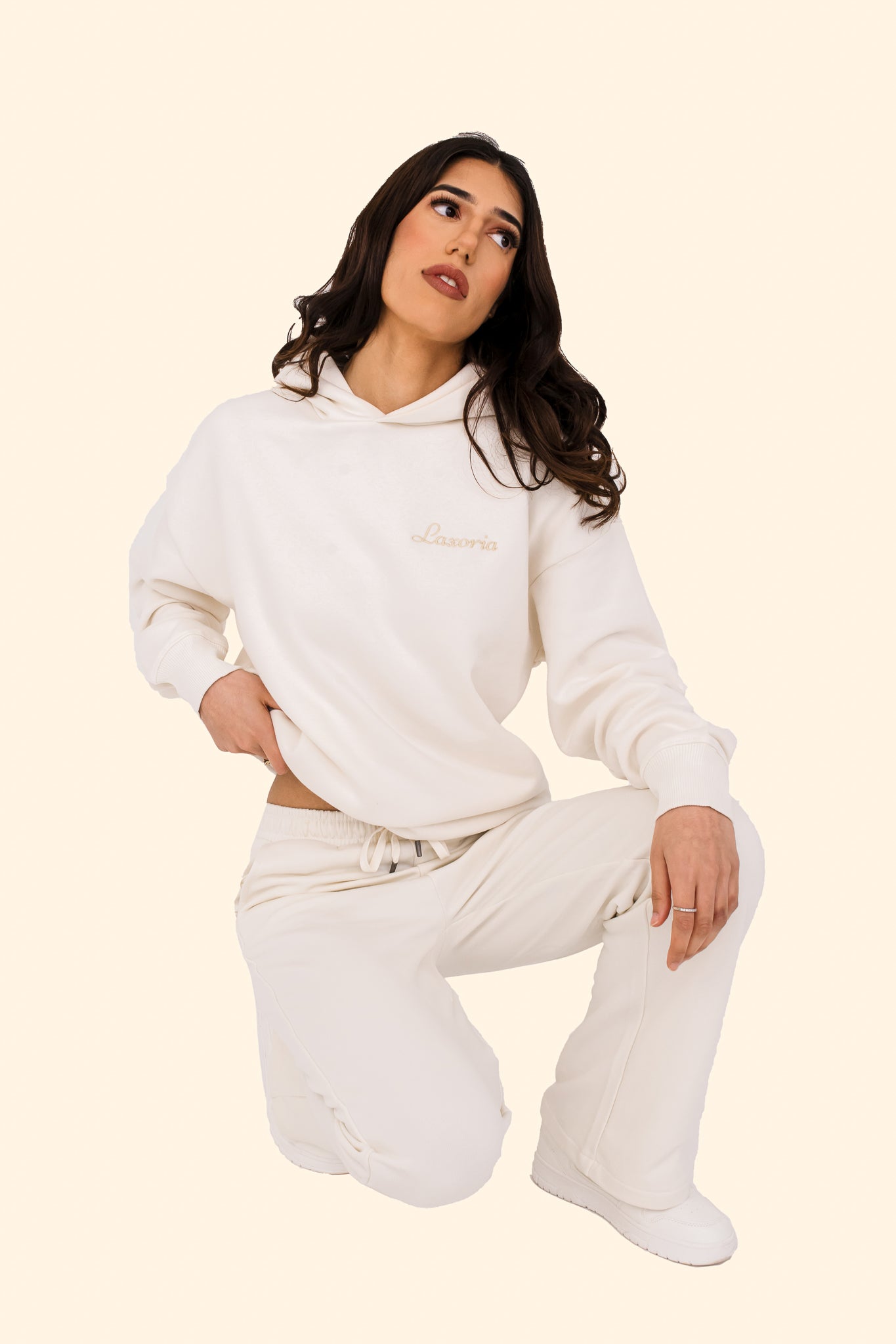 Women's French Terry Loose Jogging Trousers – Relaxed Fit, Sustainably Made - Ivory