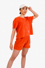 Women's Terry Towel Shorts – Organic Cotton Comfort - Paprika