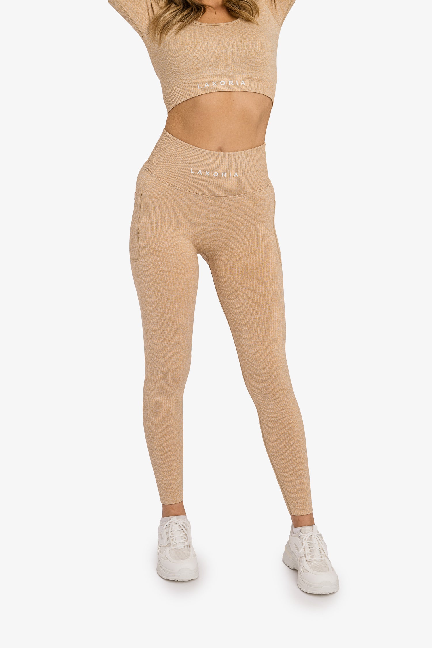Women’s Ribbed Seamless 3D Fit Multi-Sport Leggings - Nude