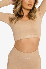 Women’s Ribbed Seamless '3D Fit' Crop Top - Nude