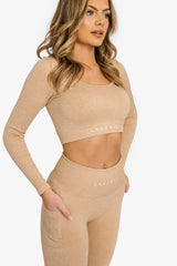 Women’s Ribbed Seamless 3D Fit Multi-Sport Leggings - Nude