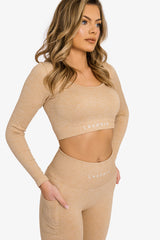 Women’s Ribbed Seamless '3D Fit' Crop Top - Nude