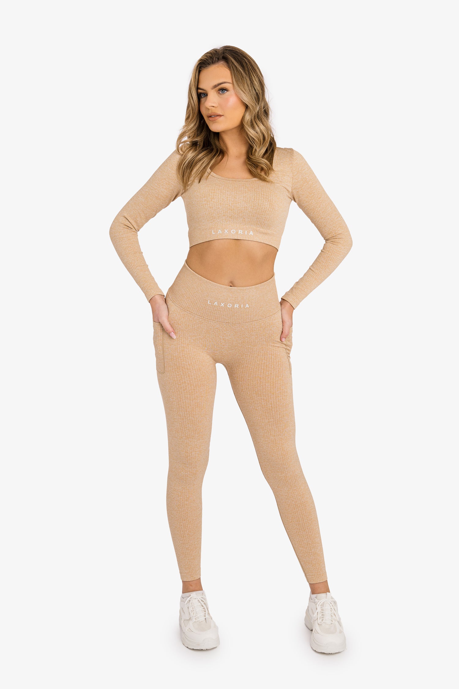 Women’s Ribbed Seamless 3D Fit Multi-Sport Leggings - Nude