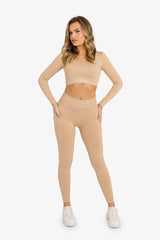 Women’s Ribbed Seamless 3D Fit Multi-Sport Leggings - Nude