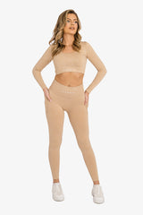 Women’s Ribbed Seamless 3D Fit Multi-Sport Leggings - Nude