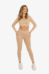 Women’s Ribbed Seamless 3D Fit Multi-Sport Leggings - Nude