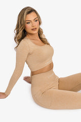 Women’s Ribbed Seamless 3D Fit Multi-Sport Leggings - Nude