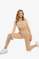 Women’s Ribbed Seamless 3D Fit Multi-Sport Leggings - Nude