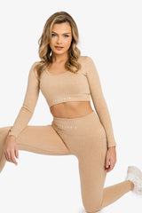 Women’s Ribbed Seamless 3D Fit Multi-Sport Leggings - Nude