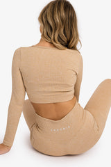 Women’s Ribbed Seamless '3D Fit' Crop Top - Nude