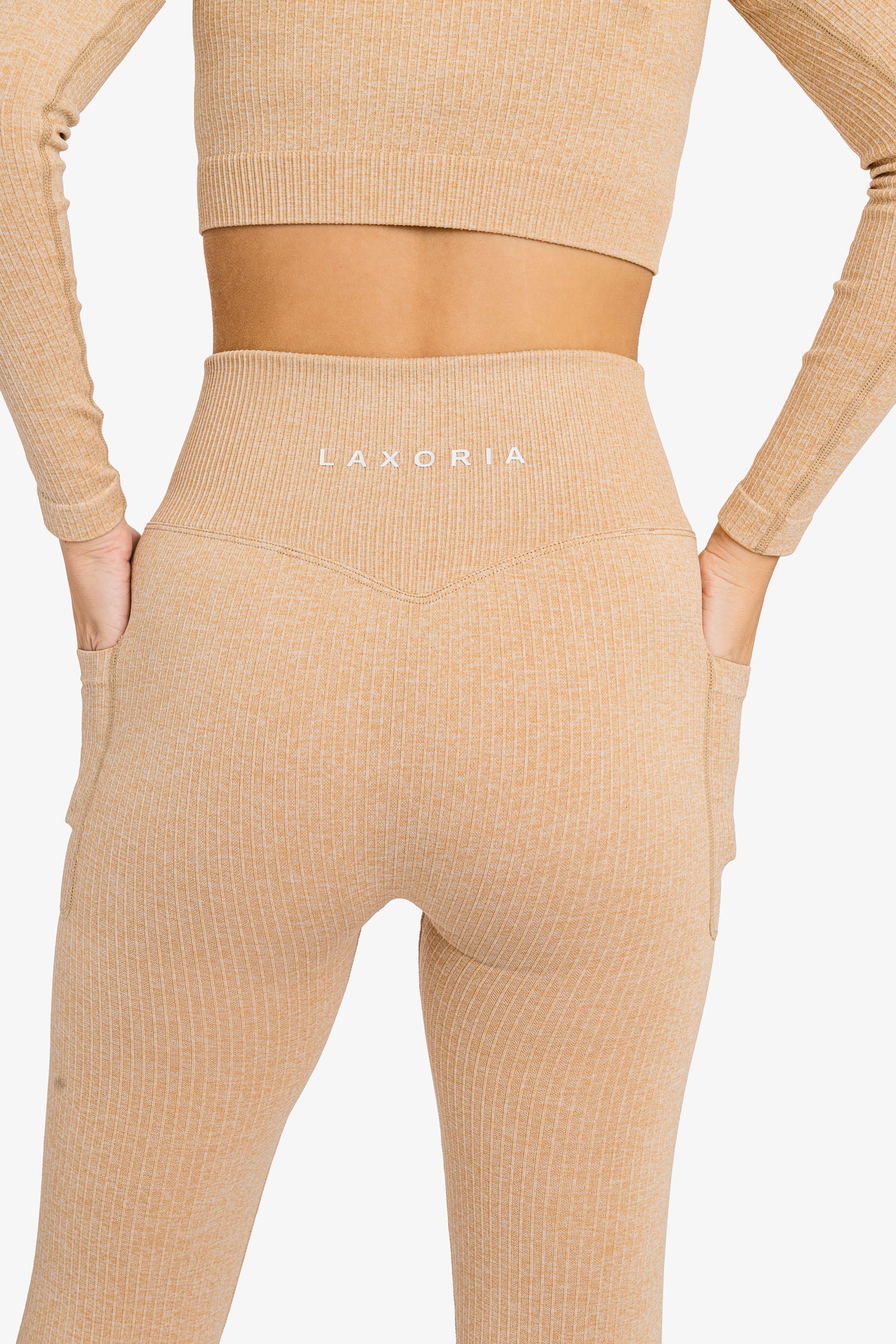 Women’s Ribbed Seamless 3D Fit Multi-Sport Leggings - Nude