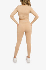 Women’s Ribbed Seamless 3D Fit Multi-Sport Leggings - Nude