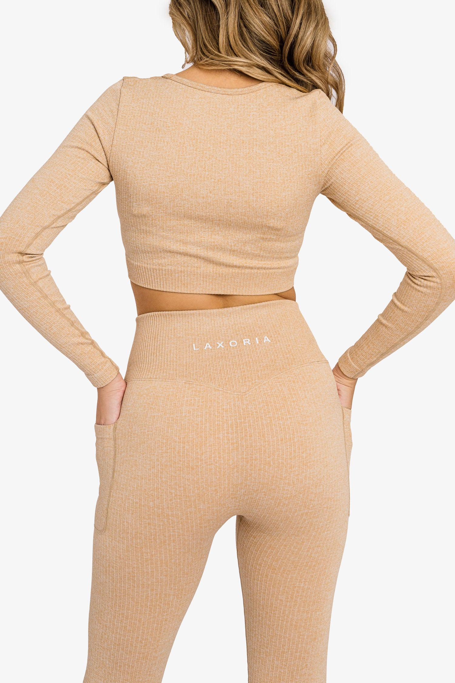 Women’s Ribbed Seamless 3D Fit Multi-Sport Leggings - Nude