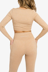 Women’s Ribbed Seamless 3D Fit Multi-Sport Leggings - Nude